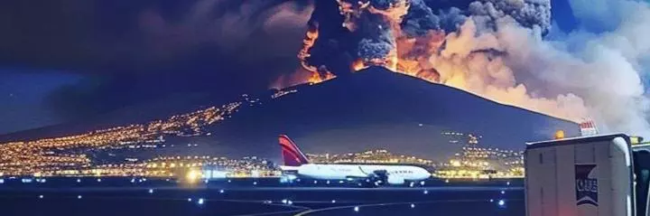 Eruzione Etna: chiuso laeroporto di Roma Fiumicino